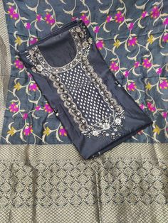 Item Overview ATHARVA Hand Embroidery Salwar Kameez/Black Chanderi Shirt/Banarsi Meenakari Dupatta/Custom Stitch Unstitch/Custom Anarkali/Gift Dno. CH1740 Fabric: * Shirt - Chanderi Silk- Hand Embroidered Neck 2.5 Mts - Beautiful Hand Embroidery * Dupatta: Banarsi Meenakari Dupatta/Beautiful/ - 2.5 Mts- Latkans Tassels * Bottom Santoon Silk 2.5 Mts. (Doesn't require lining in stitching) Excusive Hand Embroidered Party Wear Punjabi Suit. Customization: * Fabrics Customization: Designs Can be made Ceremonial Embroidered Jamawar Churidar, Ceremonial Embroidered Churidar In Jamawar, Embroidered Fitted Banarasi Silk Anarkali Set, Festive Ceremonial Chanderi Churidar, Ceremonial Chanderi Churidar With Zari Work, Ceremonial Salwar Kameez With Zari Work, Unstitched Churidar With Zari Work For Ceremonial Use, Anarkali Banarasi Silk Churidar With Resham Embroidery, Navratri Silk Churidar With Chikankari Embroidery