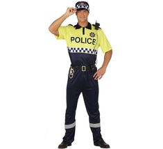 a man in a police uniform holding a frisbee