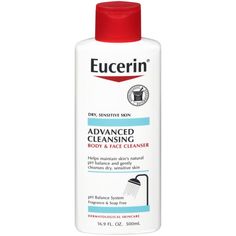 Eucerin's Advanced Cleansing Body & Face Cleanser gently cleanses normal-to-dry sensitive skin. This soap-free formula helps skin from drying out, helps maintain skin's optimal pH level (5 on the pH spectrum), and helps preserve skin's protective barrier. The mild cleanser is gentle and rinses clean without leaving a residue. Advanced Cleansing Body & Face Cleanser is fragrance and dye free. Soapfree formula helps skin from drying out Rinses clean without any residue Noncomedogenic Fragr Best Body Wash, Dove Body Wash, Flaking Skin, Wet Skin, Ph Level, Mild Cleanser, Body Cleanse, Dry Sensitive Skin, Level 5