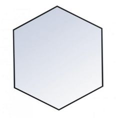 a hexagonal mirror is shown against a white background with black trim on the edges