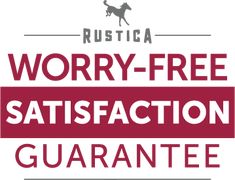 the words worry - free satisfaction guarantee are in red and white letters with a dog on it