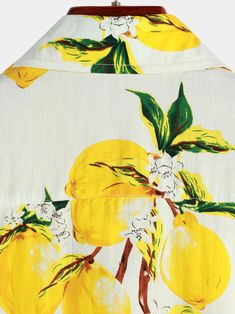 Men's Tropical Yellow Lemon Print Hawaiian Short Sleeve Shirt – Atlanl Fitted Button-up Hawaiian Shirt For Vacation, Fitted Collared Short Sleeve Beach Shirt, Fitted Collared Short Sleeve Shirt For Beach, Summer Vacation Button-up Short Sleeve Shirt, Collared Summer Camp Shirt For Vacation, Fitted Summer Beach Shirt, Fitted Button-up Short Sleeve Shirt For Vacation, Fitted Button-up Shirt For Vacation, Summer Hawaiian Button-up Shirt For Vacation