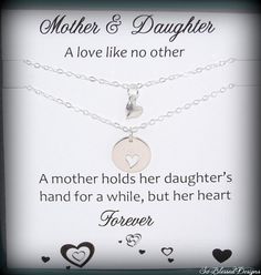 Mother Daughter necklace set Mom Necklace by SoBlessedDesigns Mother Daughter Necklaces, A Love Like No Other, Mother Daughter Necklaces Set, Centerpieces Diy, Mother Daughter Necklace, Mother Daughter Gifts, Wedding Centerpieces Diy, Daughter Necklace, Wedding Party Jewelry