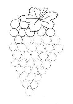 grapes with leaves and dots to color