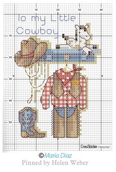 a cross stitch pattern with the words to my little cowboy