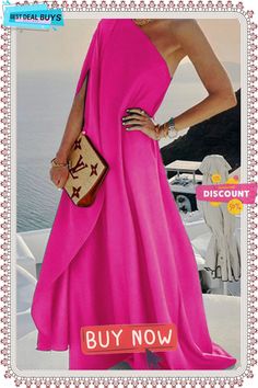 Alyse One Shoulder A-line Elegant Maxi Dress Chic A-line Sleeveless Beach Dress, Summer Evening A-line Maxi Dress, Evening Flowy A-line Midi Dress, Flowy A-line Sleeveless Party Dress, Flowy A-line Maxi Dress For Cocktail, Flowy A-line Solid Color Dress, Pink Solid Color Midi Dress For Vacation, Pink Solid Color Evening Dress, Solid A-line Maxi Dress For Vacation