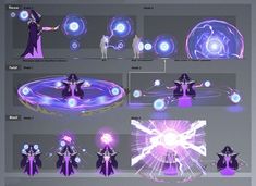 the concept art for an upcoming animated movie is shown in purple and blue lighting, with various