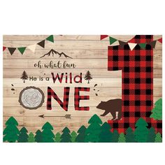 a wooden sign that says, oh what fun he is to be one with a bear and