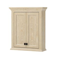 a white wooden cabinet with two doors