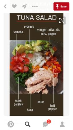 the ingredients for tuna salad are shown in an instagramture on their mobile device