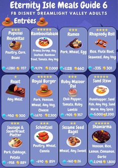 an image of a menu with different foods on it