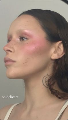 @d.idooooooo on instagram Hozier Concert Makeup, Pink Undereye Makeup, Pink Blush Makeup Looks, Face Paint Aesthetic, Dreamy Makeup Look, Festival Makeup Looks, Boho Makeup, Pink Eyeshadow Look