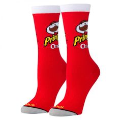 Officially licensed Pringles Original Can Crew Socks. These red "Pringles" Womens Crew Socks are made from a cotton/poly blend and features a classic "Pringles" Logo and Original Can design. Pringles Logo, Pringles Chips, Pringles Original, Pringles Can, Being Yourself, Great Gifts For Dad, Women Crew Socks, Mens Crew Socks, Sock Game