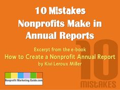 an orange book cover with the words 10 makes non profits make in annual reports on it