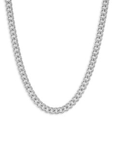 David Yurman Curb Chain Necklace in Sterling Silver with Pave Diamonds, 17 Silver Chain Link Necklace With Diamond Cut, Silver Diamond Necklace With Curb Chain, Silver Diamond Necklace With Cable Chain For Formal Events, Silver Diamond Necklace With Cable Chain For Formal Occasions, Formal Silver Diamond Necklace With Cable Chain, Classic Silver Diamond Necklace With Chain, Formal Platinum Chain Jewelry, White Gold Cuban Link Necklace In Sterling Silver, White Gold Cuban Link Chain Necklaces