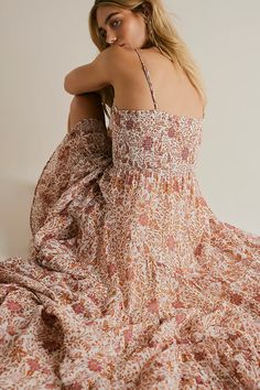 Sundrenched Printed Maxi Dress | Free People Thrifting Ideas, Dresses Sundresses, Brown Maxi Dresses, Free People Summer, Simple Sandals, Spring Family, Vacay Outfits, Future Wardrobe, Maxi Sundress