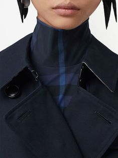 Find BURBERRY Kensington Heritage Trench Coat on Editorialist. navy blue cotton blend Vintage Check-pattern lining double-breasted button fastening classic collar classic lapels long sleeves This item is made from at least 50% organic materials. Learn more about what makes a product Conscious on our Conscious Criteria page Luxury Navy Outerwear With Double-breasted Buttons, Luxury Navy Double-breasted Outerwear, Designer Navy Outerwear For Work, Blue Outerwear With Concealed Placket, Designer Double Button Peacoat For Work, Designer Workwear Peacoat With Button Closure, Designer Workwear Peacoat, Designer Blue Double-breasted Outerwear, Blue Peacoat With Hidden Buttons For Work