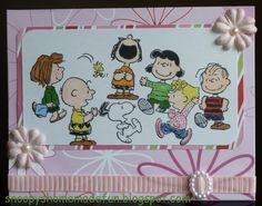 a close up of a card with cartoon characters on it