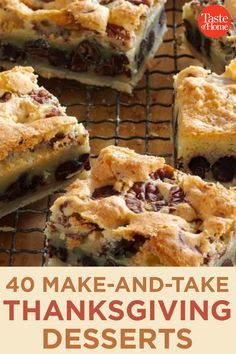 the cover of 40 make - and - take thanksgiving desserts with text overlay