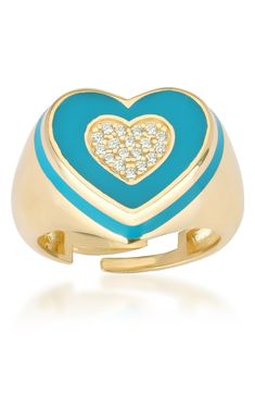 A French enamel heart shaped ring made from 14k gold vermeil offers a refined, elegant style for any look. 14k yellow gold vermeil, enamel Keep jewelry away from excessive water and chemicals; remove from physical activities; store in a soft pouch. Made in Turkey Gold Enamel Heart Ring For Anniversary, Gold Enamel Ring For Anniversary, Gold Enamel Anniversary Ring, Anniversary Gold Enamel Ring, Elegant Gold Heart-shaped Enamel Ring, Elegant Heart-shaped Enamel Ring For Anniversary, Gold Heart-shaped Enamel Rings, Valentine's Day Yellow Gold Enamel Rings, Valentine's Day Gold Heart Enamel Ring