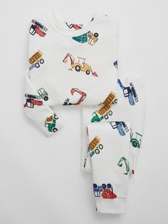 babyGap 100% Organic Cotton Digger PJ Set | Gap Factory Cotton Bottoms With Ribbed Cuffs, Dinosaur Pajamas, Toddler Wearing, Activities For Boys, Star Wars Kids, Construction Vehicles, Gap Kids, Tiny Humans, Print Pajamas