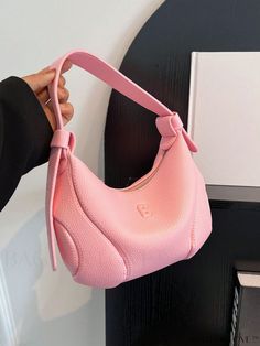 BagForLove - Pink Zippered Small Hobo Bag with Minimalist Design Pink Shoulder Bag With Single Handle For Everyday Use, Pink Single Handle Shoulder Bag For Everyday Use, Pink Handheld Hobo Bag For Everyday, Everyday Pink Handheld Hobo Bag, Trendy Pink Soft Leather Shoulder Bag, Pink Everyday Bag With Single Shoulder Strap, Casual Pink Soft Leather Bag, Pink Solid Color Shoulder Bag For Everyday Use, Trendy Pink Hobo Bag For Errands