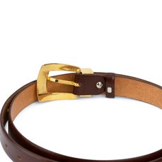 "Buy Western belts for women Brown belt Western belts with buckles Golden buckle belt Western belts for ladies Brown belt women's BELT SIZE: Choose from drop down menu above BELT HEIGHT: 1.0\" | 2.5 cm LEATHER: Italian leather, smooth COLOR: Brown BUCKLE: Metal, gold color CONDITION: New INCLUDED: Dust bag Removable belt buckle, so you use your favorite buckle with the belt. ALL BELTS ARE MEASURED FROM THE LEATHER PART'S END TO THE MIDDLE HOLE. PAYMENT Shopping on Etsy is 100% safe. I accept Pay Adjustable Brown Belt With Self Belt Detail, Adjustable Brown Belt, Western Belts For Women, Belt Western, Womens Leather Belt, Beautiful Belts, Western Belts, Women's Belt, Brown Belt