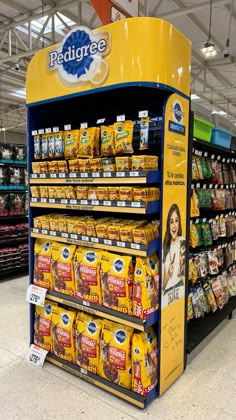 a display in a grocery store filled with food