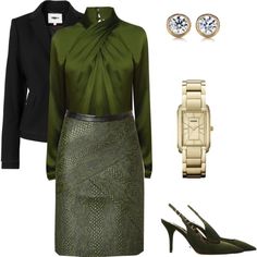 Olive Green Business Look College Interview, Outfit College, Everyday Cosplay, Look Office, Fall Fashions, Work Chic, Green Business, Future Outfit, Fashion Business Casual