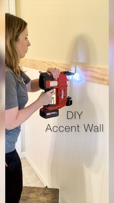 Katie Sharpe | DIY Tutorials | Home Decor | Interior Design | I love a good accent wall and this is probably the easiest one I’ve ever installed! If you’re a beginner DIYer and wanting a simple… | Instagram Wall Boards Panels, Shiplap Bathroom Wall, Accent Wall Diy, Accent Wall Panels, Shiplap Paneling, Accent Wall In Kitchen, Installing Shiplap, Bathroom Paneling