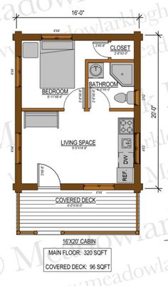 the floor plan for a small cabin