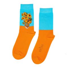 Sock composition: Cotton (83 Polyamide (14%) & Elastane (3%) for better stretch and durability. Sizing: One size fits all (US/CAN: 6-11.5, EUR 36-45, UK 3.5-10) Van Gogh sunflower socks - beautiful gift for admirers of Van Gogh art. This pair of socks are composed of high-quality cotton yarns and feature seamless toe knitting, both of which makes them super durable and comfortable to wear on a daily basis even for long hours. They are soft and stretchy, do not disturb your feet. Once you put the Van Gogh Prints, Dinosaur Socks, Vincent Van Gogh Art, Van Gogh Sunflowers, Socks Cute, Art Socks, Stylish Socks, Fun Socks, Van Gogh Art