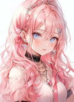 Anime Pink Hair Blue Eyes, Blue Purple Eyes, Roses Anime, Anime Pink Hair, Dark Pink Hair, Dark Blue Eyes, Pink Hair Anime, Girl With Pink Hair, Anime Pic