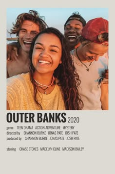 a group of young people standing next to each other with the words outer banks on it