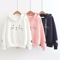 Feature: 100% Brand new and high quality Style: Fashion & Hot Size:S,M,L,XL,XXL Color:White,Pink,Black Material: Polyester Occasion:Everyday/Vacation/Autumn Sleeves:Long Sleeve Packing:1 X Women Hoodies Note: 1.Due to the light and screen difference, the item's color may be slightly different from the pictures. Please understand. 2.Please allow 2-3% error due to manual measurement.Please make sure you don’t mind before you mid. 3. Size doesn’t fit all.Please carefully check size chart and select Tumblr Outfits, Loose Pullover, Sweatshirt Women, Ținută Casual, Mode Hijab, Cute Kittens, Casual Hoodie, Winter Sweaters, Print Pullover