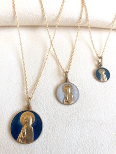 VIERGE DU CHAPELET — telos art + design Necklaces Modern, Our Lady Of The Rosary, Lady Of The Rosary, Lourdes France, Necklaces Beaded, Catholic Necklace, Layering Necklaces, First Communion Gifts, Catholic Jewelry