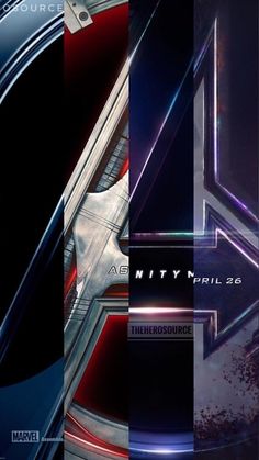 the avengers 4 logo is shown in four different colors and sizes, including red, white, blue, and black