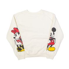 Item is in used condition. Small mark to front of sweatshirt. >Size: XS >Armpit To Armpit: 18" >Armpit To Cuff: 18" >Collar To Hem: 21" White Mickey Mouse Top For Fall, White Mickey Mouse Sweatshirt For Winter, Fall Mickey Mouse Sweatshirt For Streetwear, Winter White Mickey Mouse Sweatshirt, Casual White Mickey Mouse Sweatshirt, Fall Mickey Mouse Crew Neck Sweatshirt, White Long Sleeve Sweatshirt With Mickey Mouse, White Cotton Mickey Mouse Sweatshirt, Mickey Mouse Crew Neck Top For Streetwear