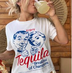 📦 PRODUCTION TIME & SHIPPING ► All T-Shirts are hand-screen printed to order. ► Production time is 1-3 business days ► Delivery time is 2-4 days in the US 👕SHIRT SPECIFICATIONS AND SIZING - Premium Gildan Soft-Style T-shirt - Comfortable unisex fit - 100% Cotton - Professional high-quality print Enjoy Tequila The Breakfast Of Champions Shirt, Tequila Lovers Gift, Cinco De Mayo Shirt, Tequila Shirt, Funny Meme Gift, Drink Lovers Shirt Tequila Shirt, Retro Graphic Tees, Breakfast Of Champions, Champion Shirt, Cartoon Outfits, The Breakfast, Tees For Women, Funny Meme, Lovers Gift