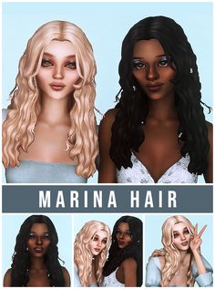 Marina Hair Hair With Braids And Beads, Sims 4 Dyed Hair, Wavy Hair With Braids, Sims 4 Wavy Hair Cc, Hair With Braids, Braids And Beads, Wavy Hair With Braid, Sims Finds