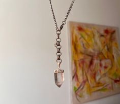 Please keep in mind all crystal pendants are diff sizes. Each piece is unique in size and shape and will not look identical to the one in the photo.  Necklace is 15" long & comes w a 3.5" extender. The necklace is stainless steel.  Avoid getting the pendant wet as it is electroplated. The rest of the materials are stainless and it's okay to wear daily. Silver Drop Crystal Necklace With Adjustable Chain, Long Drop Crystal Necklace For Gifts, Dangle Necklace, Quartz Pendant Necklace, Crystal Pendants, Quartz Crystal Pendant, Photo Necklace, Dangle Necklaces, Quartz Jewelry