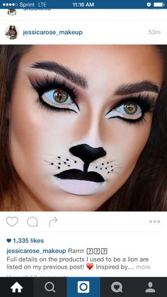 Halloween Black Cat Makeup, Lion Makeup, Fantasy Make-up, Halloweenský Makeup, Halloween Make-up Looks, Halloween Makeup Pretty, Dark Eyeshadow