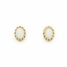 14 Karat Yellow Gold and Fine Natural Oval Australian Opal Stud Earrings – Aurum Jewelers Opal Pendants