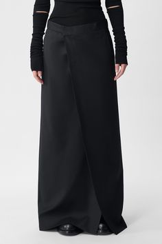 Long Wrap Skirt, Black Hook, Ann Demeulemeester, Wrap Skirt, Split, Skirt, How To Wear, Clothes, Black