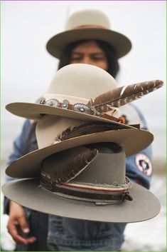 Never Worn Western Thread Hats, Luxury Fitted Felt Hat For Rodeo, Luxury Leather Felt Hat For Men, Luxury Western Felt Hat For Ranch, Luxury Western Style Felt Hat For Rodeo, Luxury Southwestern Hats With Curved Brim, Luxury Custom Cowboy Hat With Curved Brim, Luxury Hat Bands For Men, Luxury Adjustable Brimmed Cowboy Hat