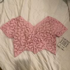 New With Tags! Intimately Free People Lace Love Brami! Lacey Crop Top And Bralette In One. Color Is Bubblegum! Color Is A Light Pastel Bubblegum Pink. This Lacey Beauty Is One Of A Kind Piece. Features: Cinched Neckline. Lined Bust. Unlined Back. Short Lace Sleeves. Uneven Handkerchief Hem. Size Xs! No Size Tag On Item! Purchased From Free People Sample Sale Photos For Reference Only! This Piece Is One Of A Kind Pink Fitted Lace Crop Top, Pink Lace Crop Top For Party, Trendy Pink Lace Tops, Pink Lace Crop Top For Spring, Spring Pink Lace Crop Top, Cute V-neck Party Top, Cute Lace Party Tops, Bubblegum Color, Butterfly Print Dress