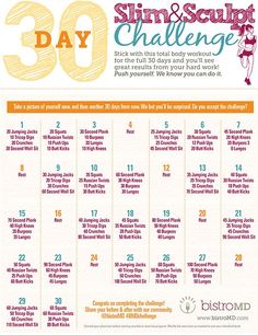 the 30 day slim and sculp challenge is shown in this ad for women's health magazine