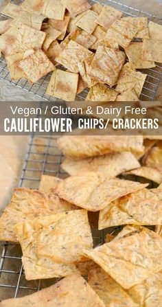 homemade vegan gluten and dairy free cauliflower chips / crackers