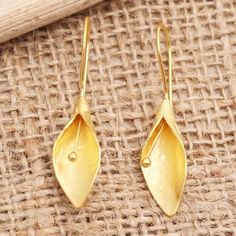 Handcrafted Gold-Plated Floral Drop Earrings - Anthurium Flower | NOVICA Novica Jewelry, Anthurium Flower, Sterling Silver Dangle Earrings, Silver Drop Earrings, Women Artisans, Oxidized Sterling Silver, Floral Earrings, Silver Earrings Dangle, Gold Plated Earrings