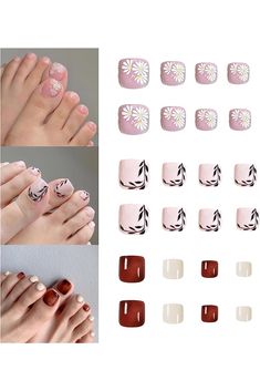 3 Boxes(72PCS) Press on Toenails Nude Short Toe Fake Nail with Flower Leaf Desgin Summer Toe Nail Press ons Franch Tip Glue on Toenails for Women Press On Toenails, Nude Shorts, Summer Toes, Summer Toe Nails, Fake Nail, Press Ons, Flower Leaf, Fake Nails